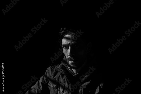 Obraz rostro de hombre en fondo negro 