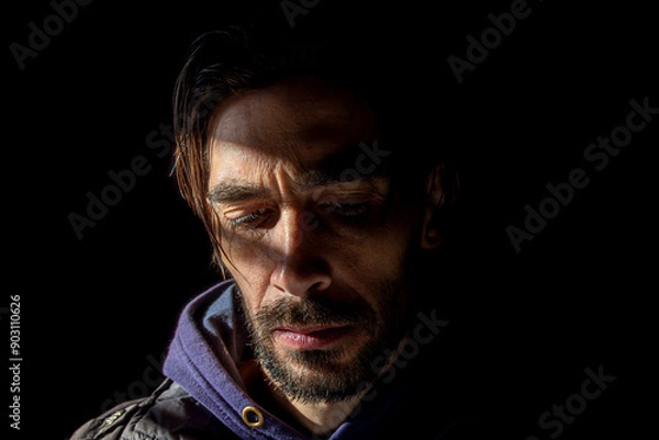 Obraz rostro de hombre en fondo negro