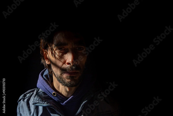 Obraz rostro de hombre en fondo negro