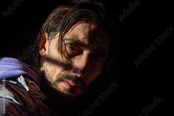 Obraz rostro de hombre en fondo negro