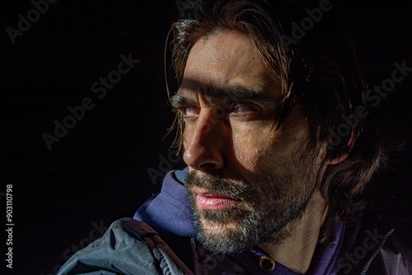 Obraz rostro de hombre en fondo negro