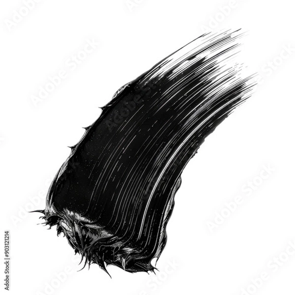 Fototapeta Black mascara texture brush. Isolated on transparent background.