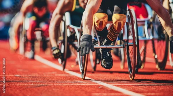 Obraz Athletes Competing in Wheelchair Race