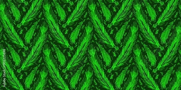 Obraz Modern christmas foliage fir branch border in traditional red green colors for festive home decor. Scandi bright yuletide holiday background in repeatable banner edge