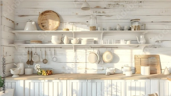 Fototapeta Interior of kitchen in rustic style with vintage elements