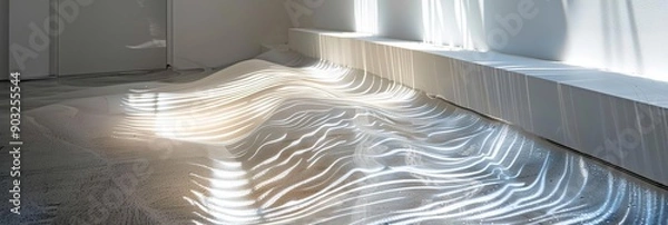 Fototapeta Sunlight Streams Through Window, Casting Wavy Lines on Floor