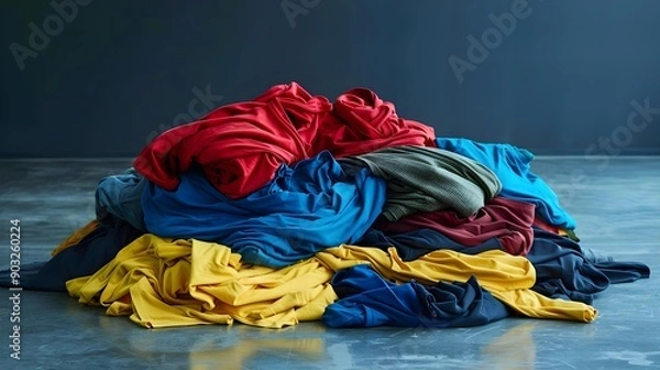Fototapeta Colorful t-shirts and shirts pile