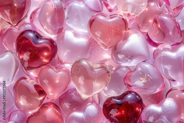 Fototapeta Love is in the Air. Heart-shaped background with high detail on plain backdrop
