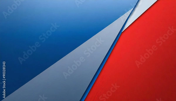 Fototapeta Two-sided background material, half red and half blue. Red background. Blue background.