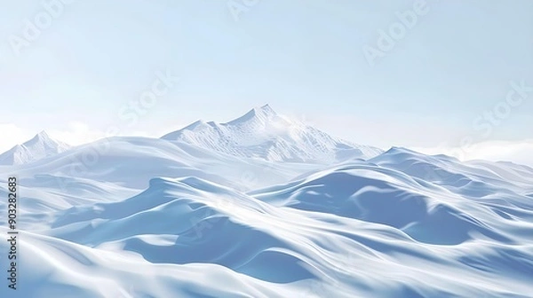 Obraz Realistic vector snow hills landscape