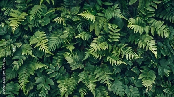 Obraz Leafy green fern background