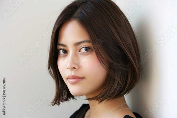 Obraz Short blunt bob with a middle part