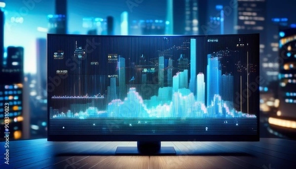 Fototapeta Explore tech's future: AI, cloud, machine learning, finance, and data visualization