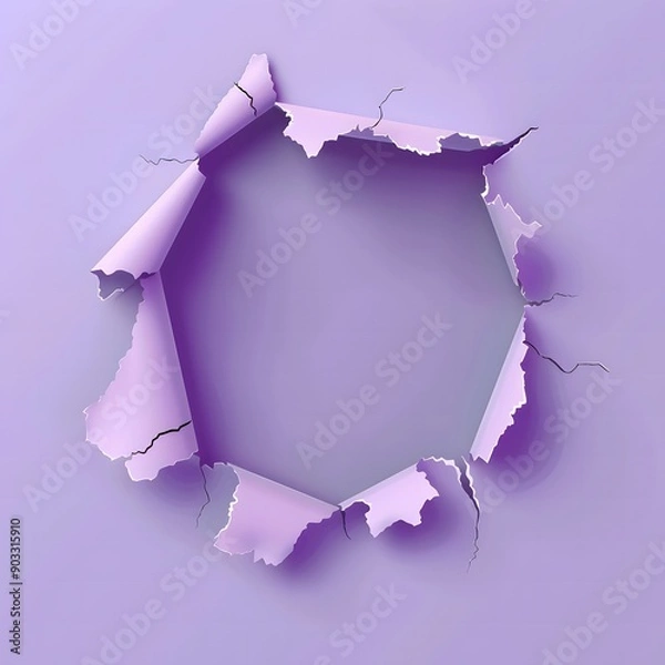 Obraz Purple Torn Paper with Hole in the Middle in 3D Style