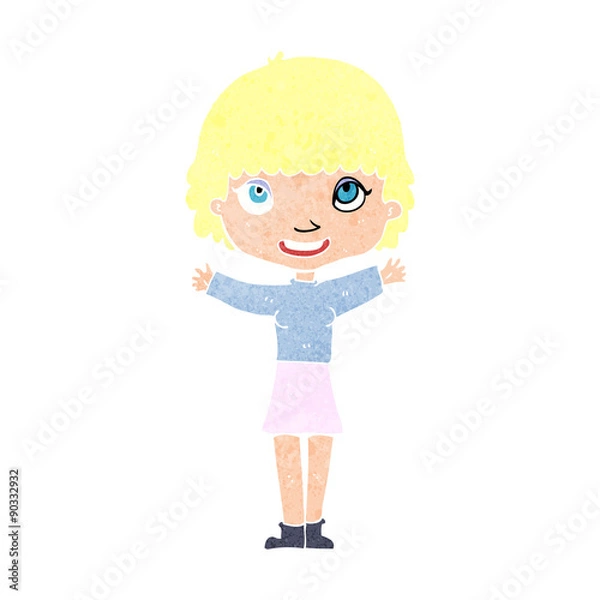 Obraz cartoon woman waving