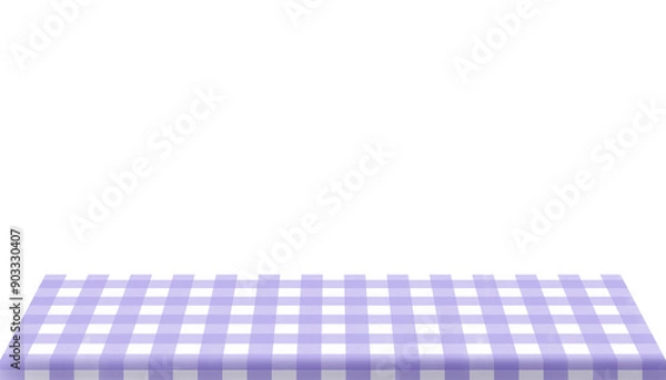 Fototapeta illustration of a Checkered table cloth on a table on a transparent background, gingham tablecloth, tabletop,  picnic cloth, countertop, counter, kitchen counter, dining table, plaid cloth, isolated
