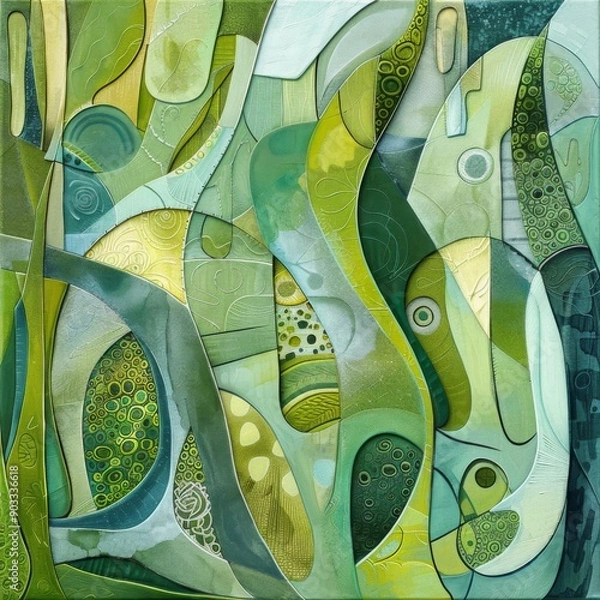 Obraz Ecofriendly abstract design with green tones and organic patterns