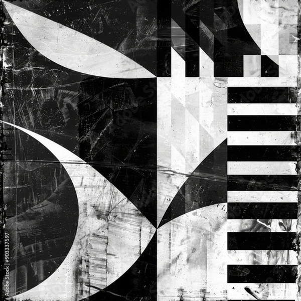 Obraz Monochrome abstract design with black and white patterns and textures