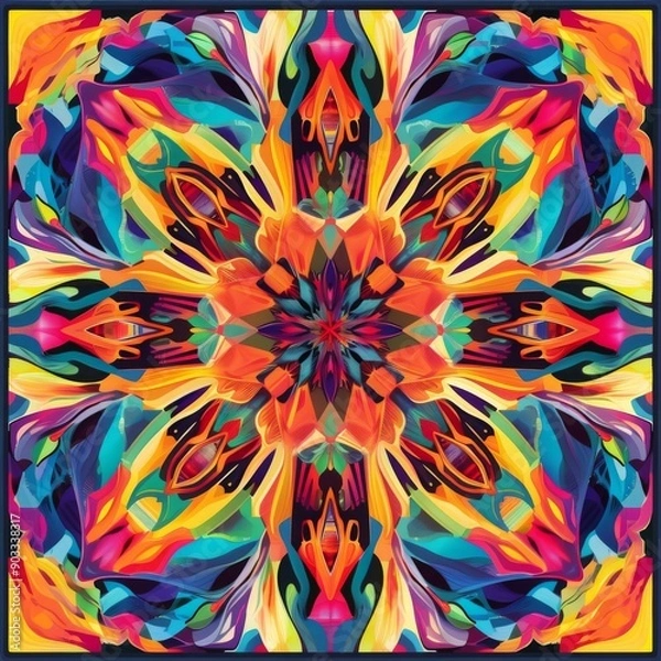 Obraz Vibrant abstract design with kaleidoscopic patterns and bright colors