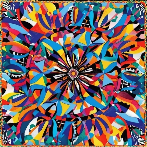 Obraz Vibrant abstract design with kaleidoscopic patterns and bright colors
