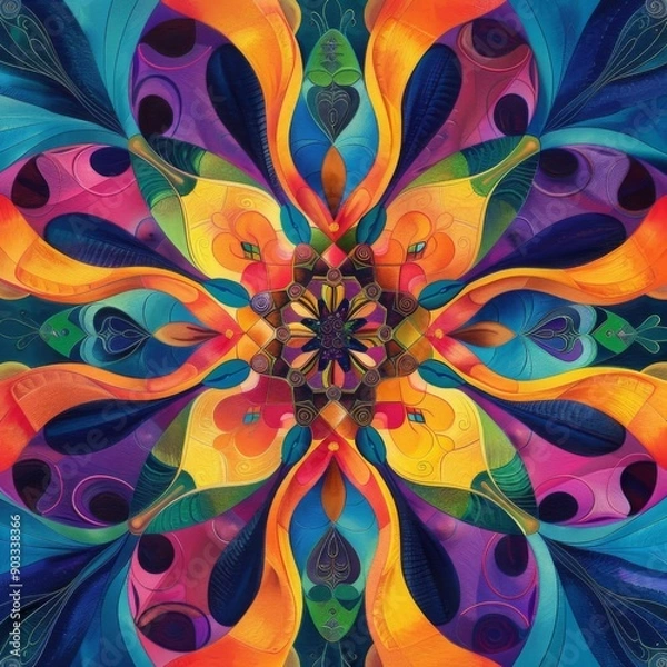 Obraz Vibrant abstract design with kaleidoscopic patterns and bright colors