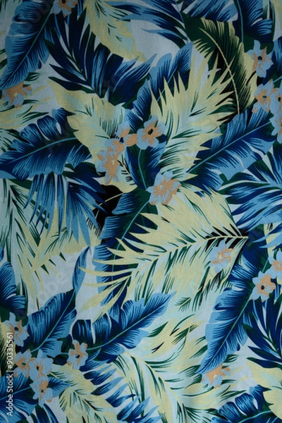 Obraz texture fabric Vintage Hawaiian flowers and leaves for backgroun