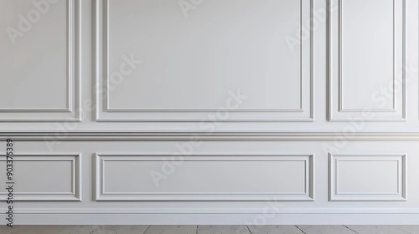 Fototapeta White Wall with Decorative Molding