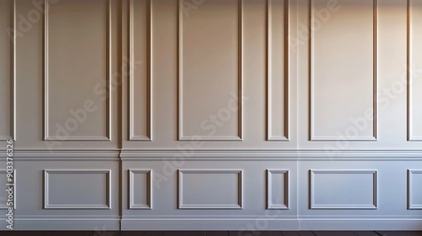 Obraz White Paneled Wall with Subtle Lighting