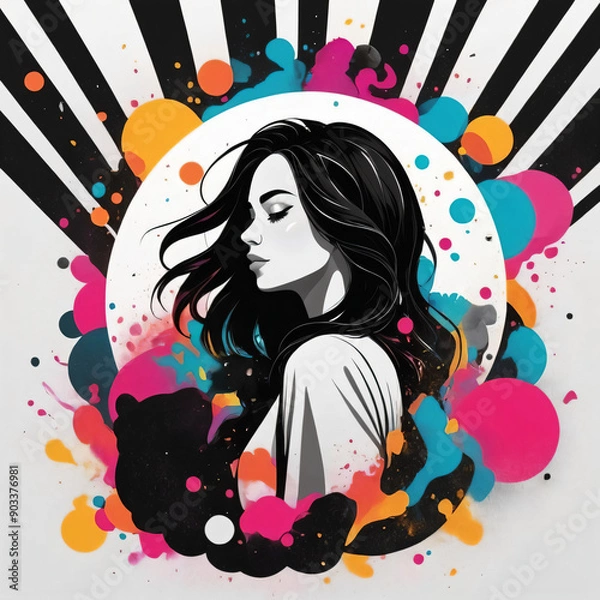 Obraz Vector girl with headphones