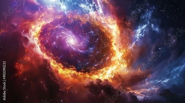 Fototapeta Colorful space galaxy cloud nebula. Stary night cosmos. Universe science astronomy. Supernova background wallpaper 