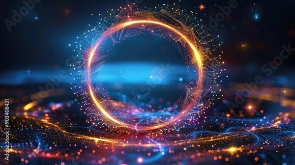 Fototapeta Creative abstract background with a glowing circle.