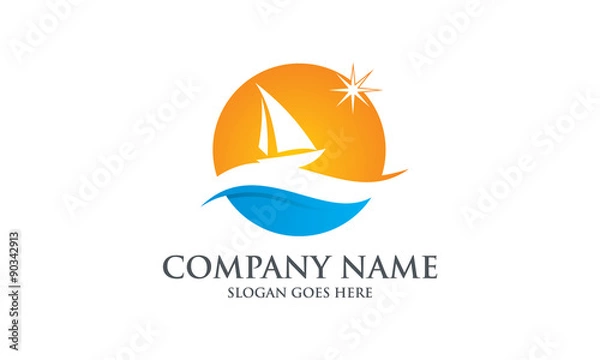 Obraz Boat and Beach Logo Image Vector