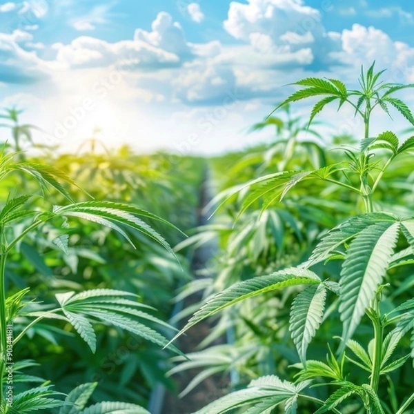 Fototapeta Close-up of cannabis leaf veins, cannabis, intricate plant structure
