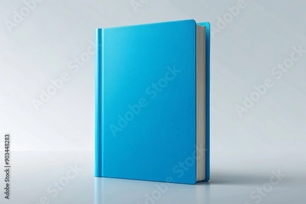 Fototapeta A solitary upright blue book cover with a clean and crisp design stands vertically against a transparent background, awaiting customization.