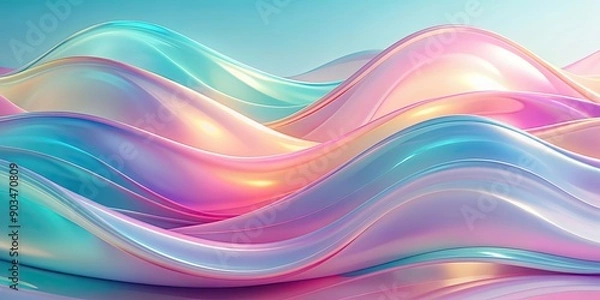 Obraz Abstract wavy soft gradient pastel background with glassmorphism style, soft, gradient, pastel, abstract, waves, glassmorphism