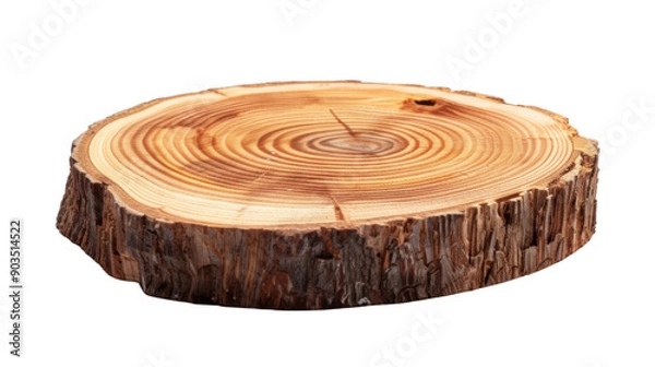Fototapeta Wood round slice on transparent background 