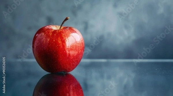 Fototapeta A Red Apple on a Reflective Surface