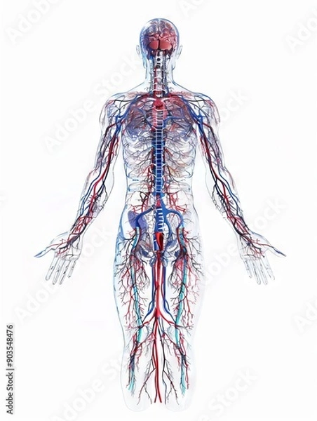 Obraz 3D Illustration of Head to Spine Nerve System