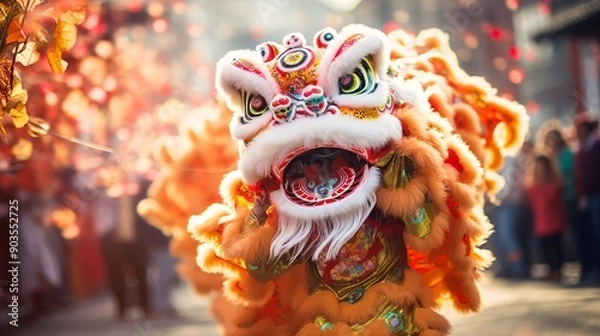 Obraz 中国獅子舞、舞獅、春節、旧正月、中華街、お祭り