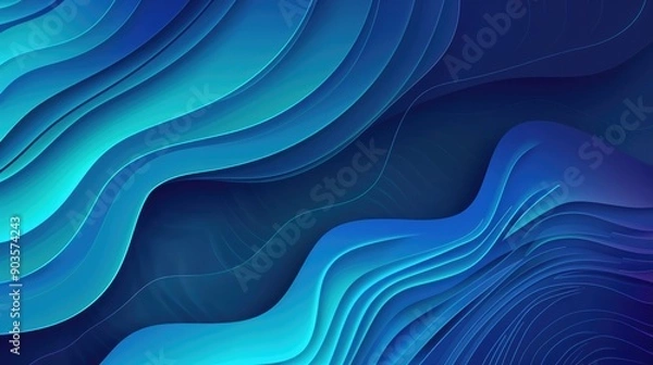 Fototapeta Rich blue and turquoise gradient background, perfect for text or logo placement.