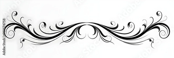 Fototapeta Minimalist Black Style Decorative Scroll with Small Swirls