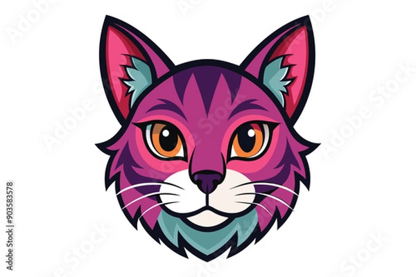 Obraz  Happy cat mod head background green