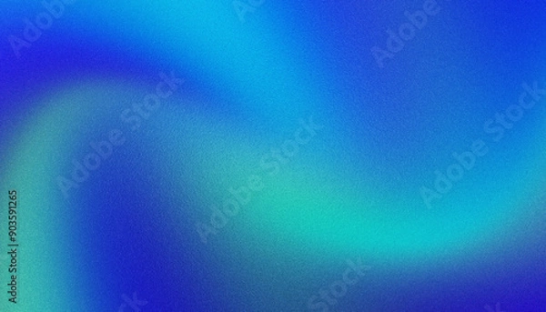 Fototapeta Abstract background, blue green glowing grainy gradient background, dark backdrop banner poster header design, noise texture effect