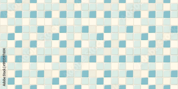 Obraz Soft beige and baby blue tiles pattern background, clean surface texture, white background