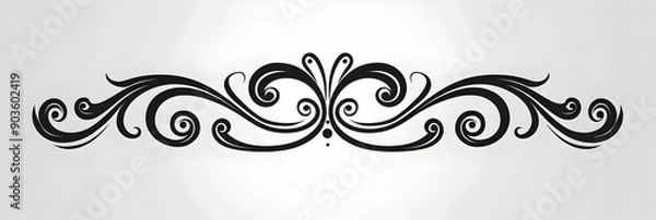 Fototapeta Minimalist Black Decorative Curly Scroll with Swirls Background