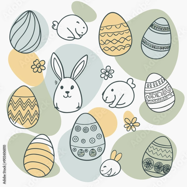Obraz easter eggs and bunnies seamless pattern Adobe Illustrator Artwork