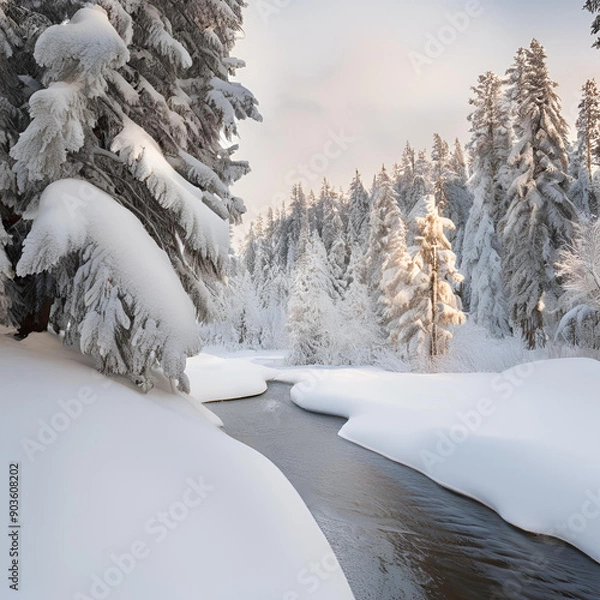 Obraz snow covered trees