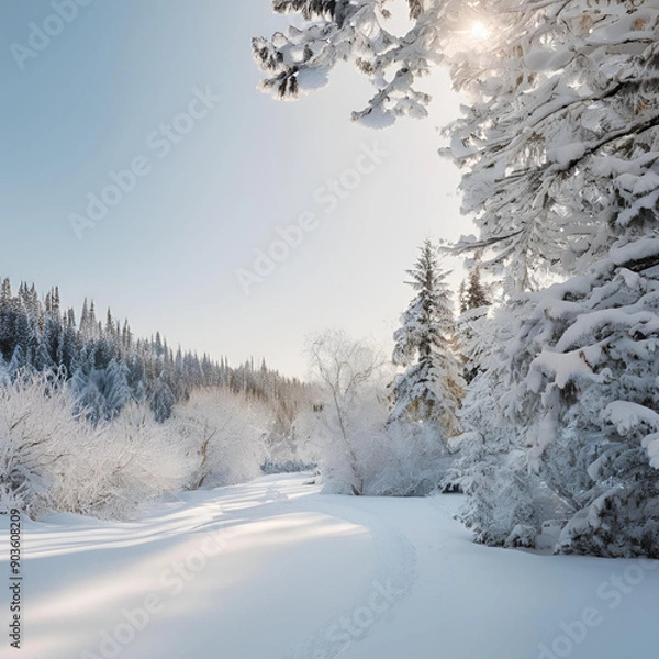 Fototapeta snow covered trees
