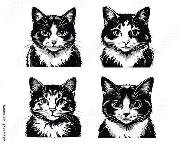 Obraz cat black and white isolated ai generated