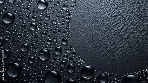 Obraz Dew drops arranged in a circular pattern on a solid charcoal gray background